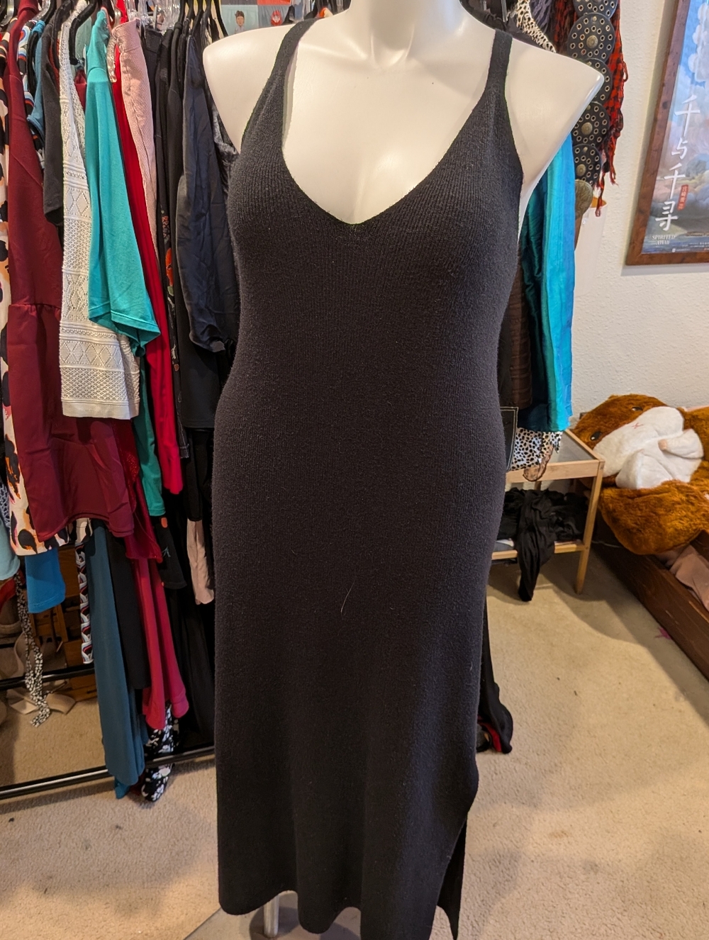 Eloquii Black Knit V-Neck Maxi Dress - Picture 4 of 7